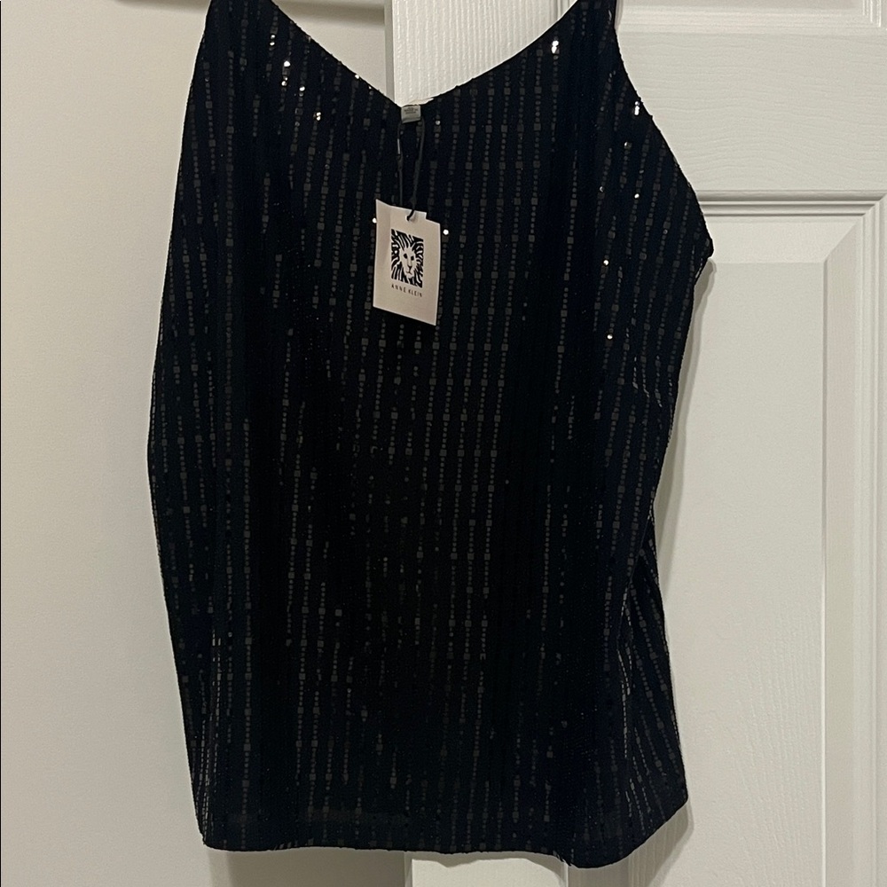 Anne Klein Black Sequin Top